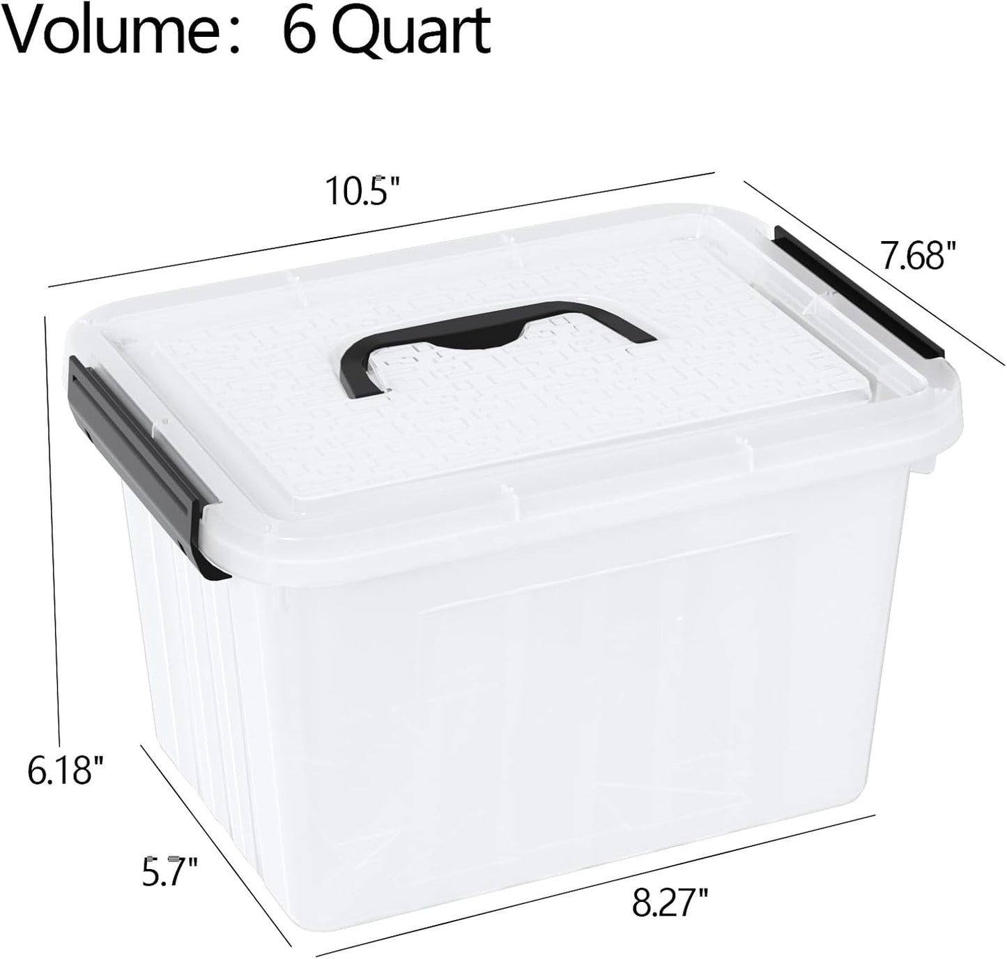 Cajas plástico transparente 6qt con asa 6 pzas
