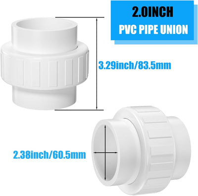 2 Pzas Acoplamiento PVC 2pulg Junta EPDM Schedule 40 Blanco