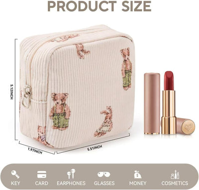 Bolsa maquillaje portátil para mujer de pana
