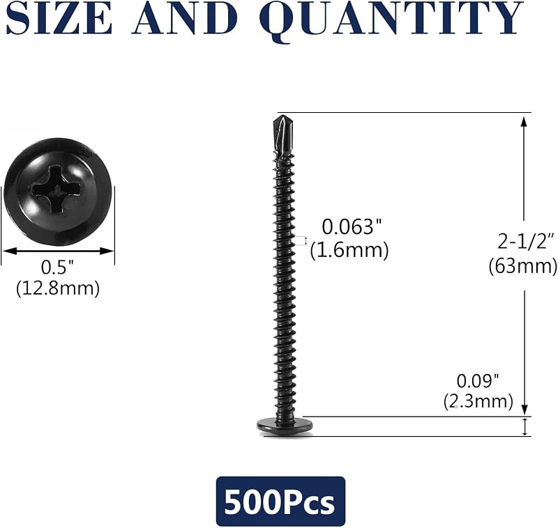 Tornillos chapa 2.5" acero inox 410 500uds