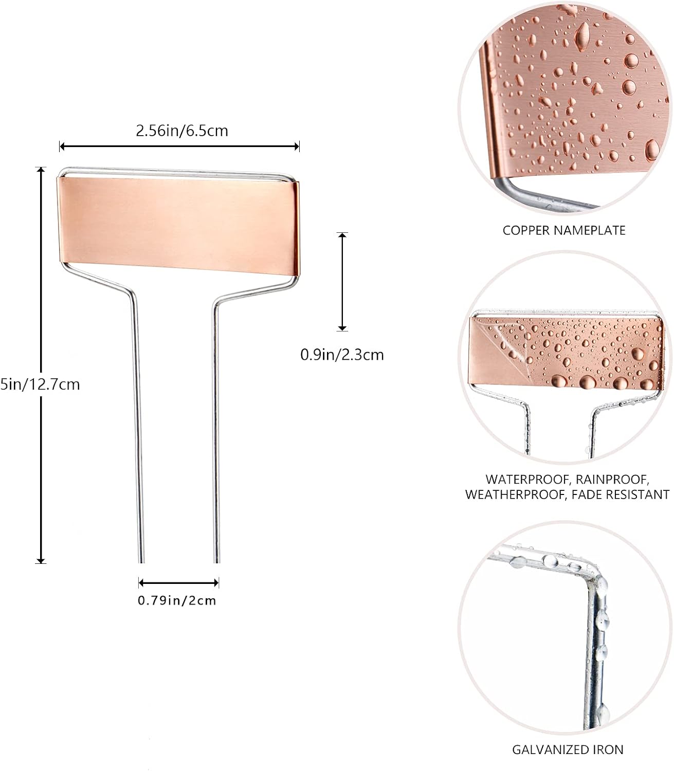 25 Etiquetas Metal Cobre 50 Etiquetas PET Impermeable Jardín