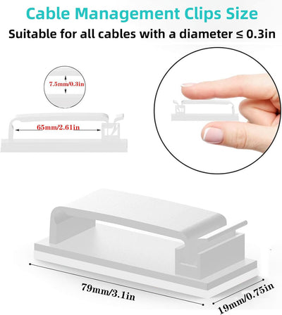 Clips adhesivos para cables escritorio 29uds blanco