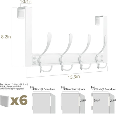 Ganchos para puerta 25lb para toallas baño blanco