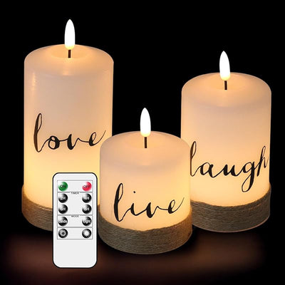 Velas LED cera real con control remoto y temporizador set 3