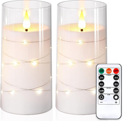 Velas parpadeantes LED estrellas pack 2 blanco