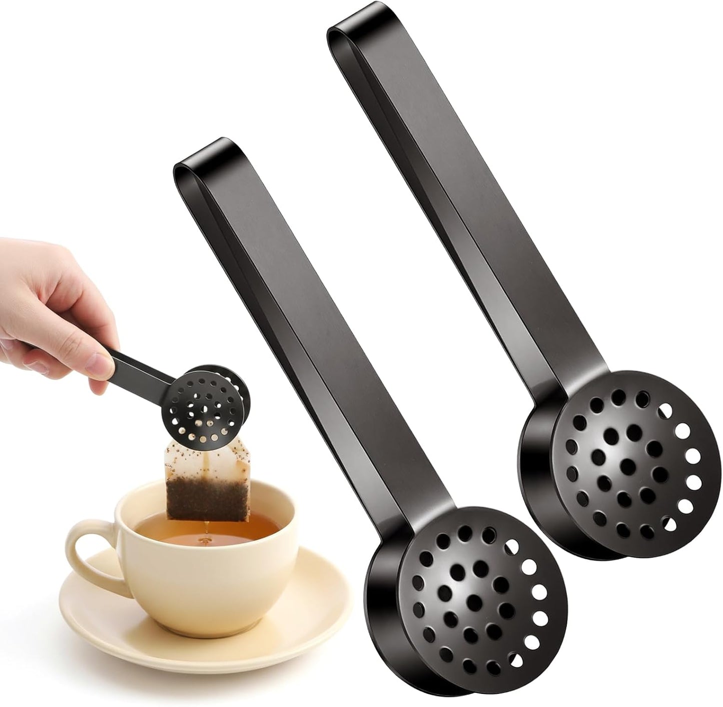 2 Pinzas Té Acero Inox Cuchara Filtro Abrazadera Hogar Cocina Bar