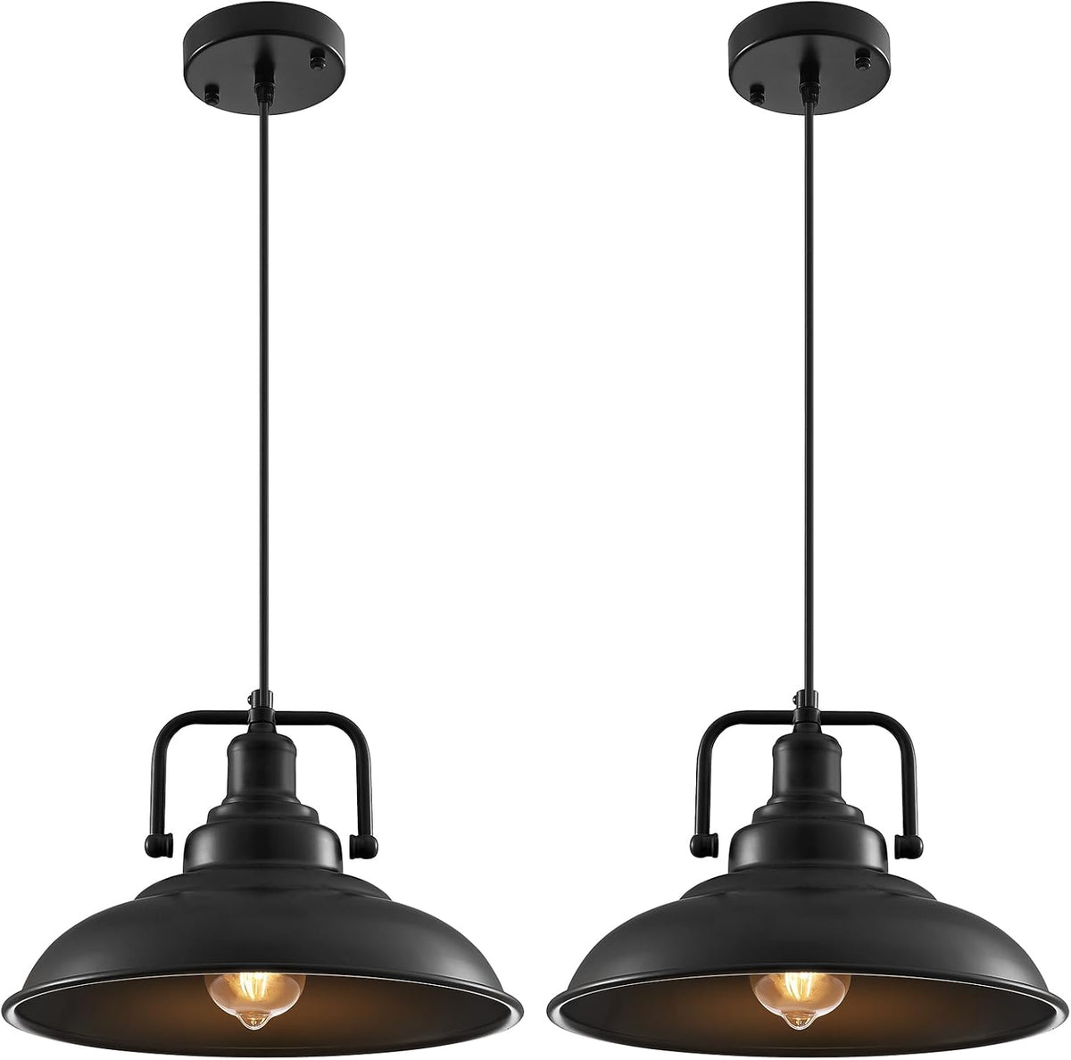 3 Pzas Lámpara Colgante Negra 12.5pulg Moderna Cocina