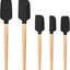 Set 5 Espátulas Silicona Mango Madera Cocina Antiadherente Negro