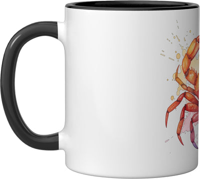 Taza cerámica de pintura gota marina arcoíris negro/blanco