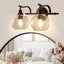 Luz Tocador Baño 2 Luces Negro Mate Aplique Vidrio