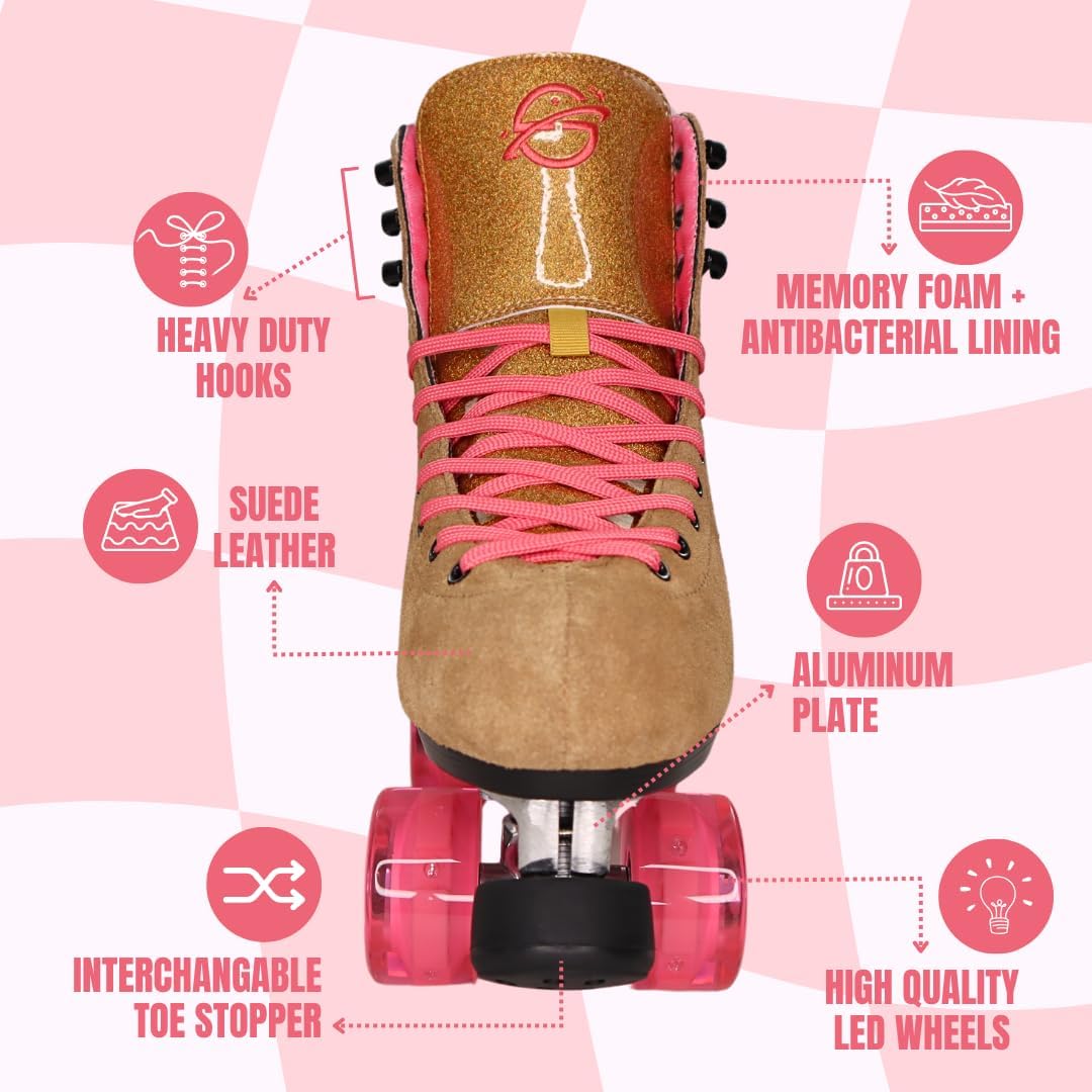 Patines gamuza con luz LED mujer interiores