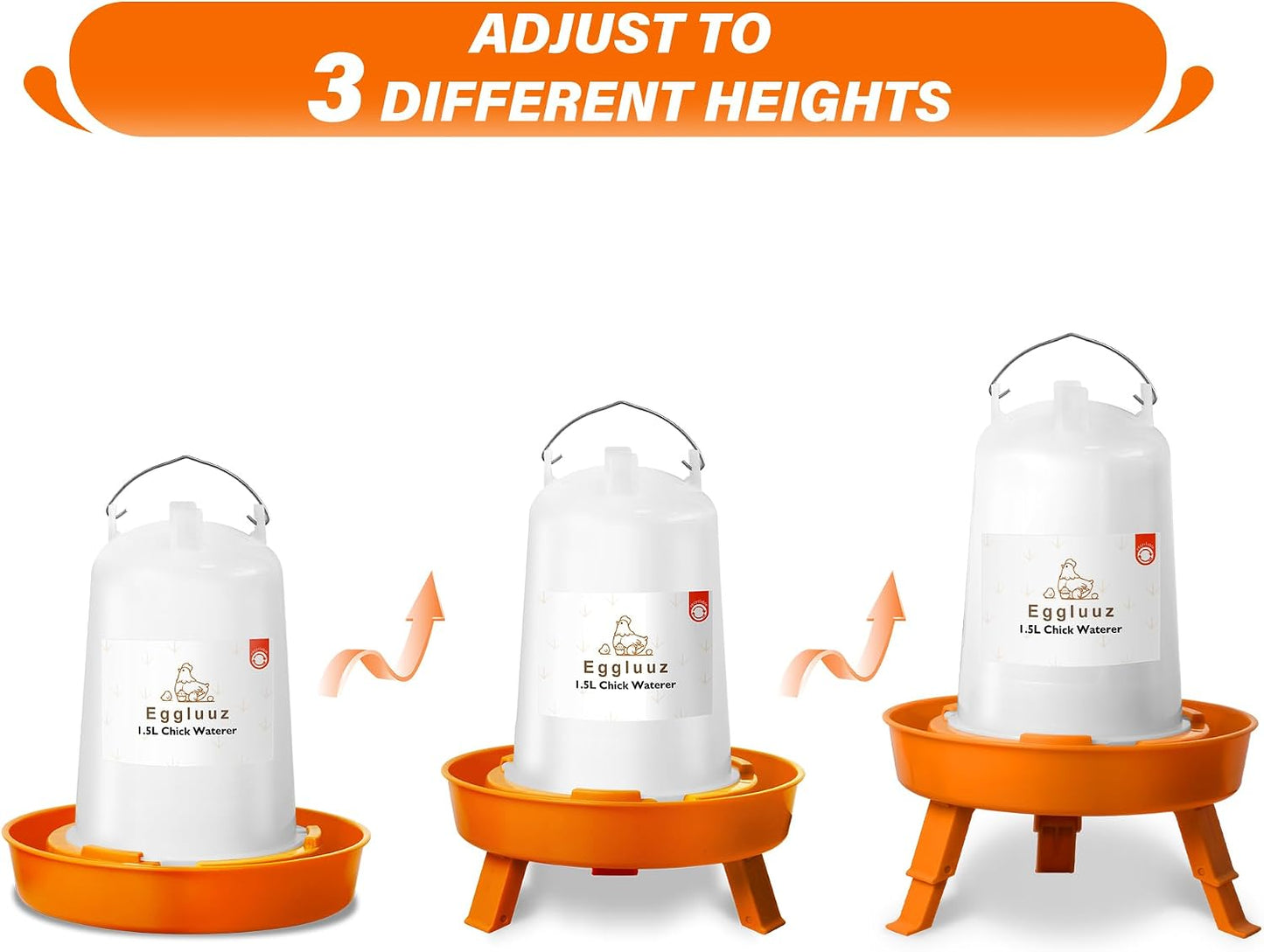 Set comedero bebedero pollitos 1l 1.5l 3 patas ajustables