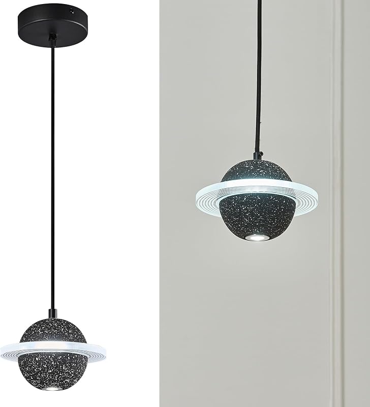 Lámpara colgante led concreto isla cocina ajustable negro