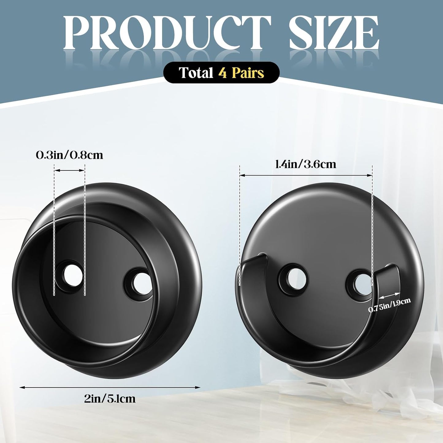4 Pzas Soporte barra clóset metal negro mate resistente