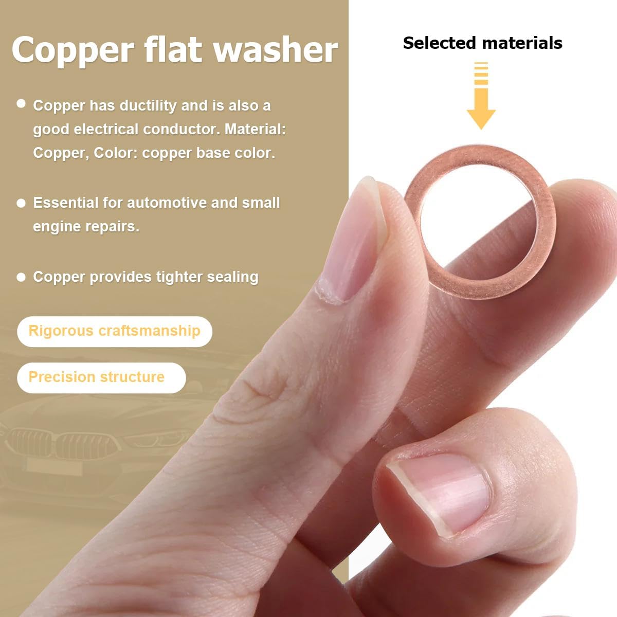 Junta drenaje aceite motor cobre 0.551pulg comp CLA250