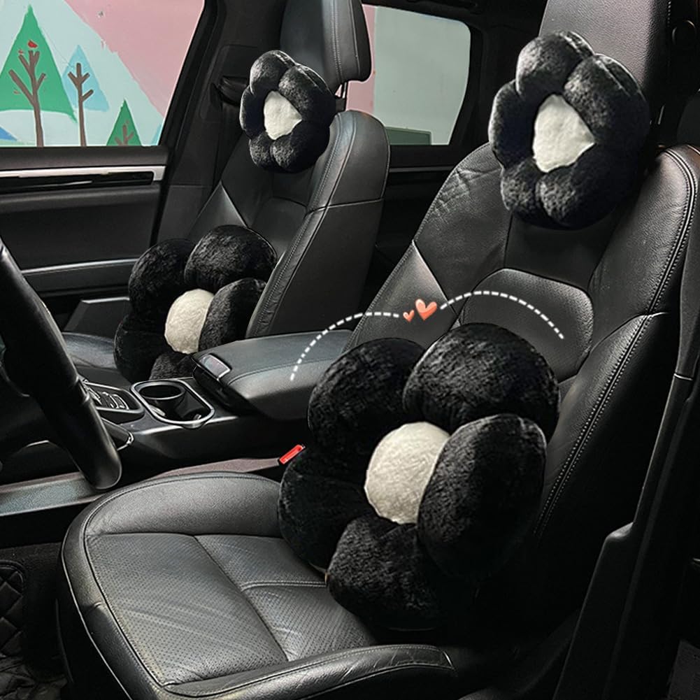 4 Almohadas flores felpa reposacabezas coche