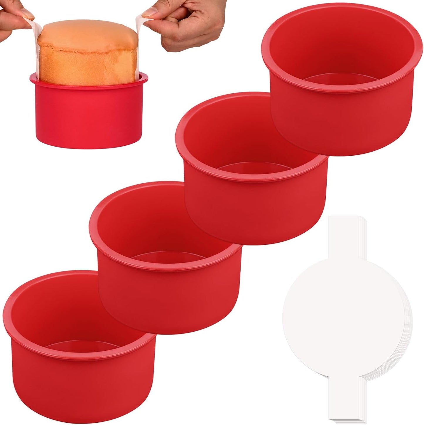 Molde pasteles 4pulg set 4 silicona 100pzas