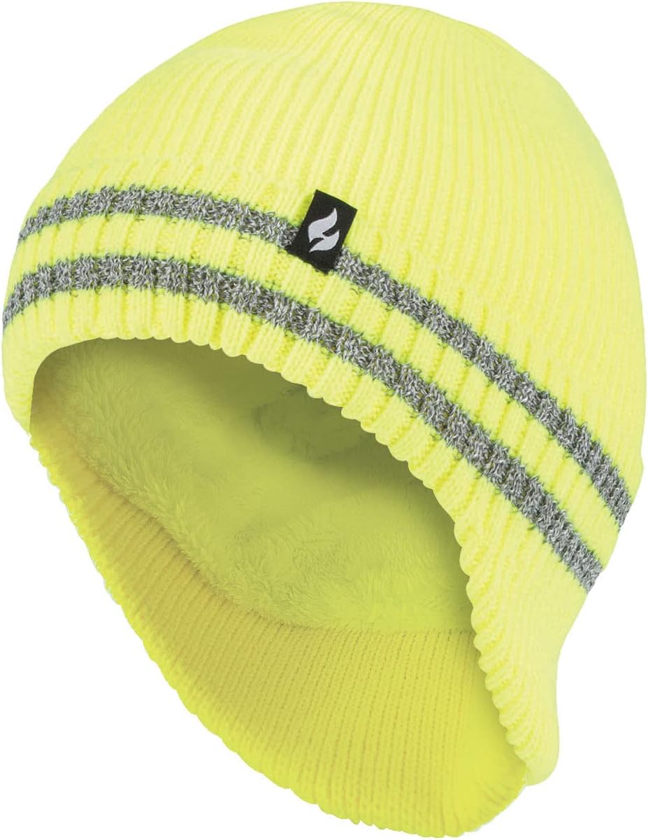 Gorro térmico con orejeras rayas reflectantes hombre