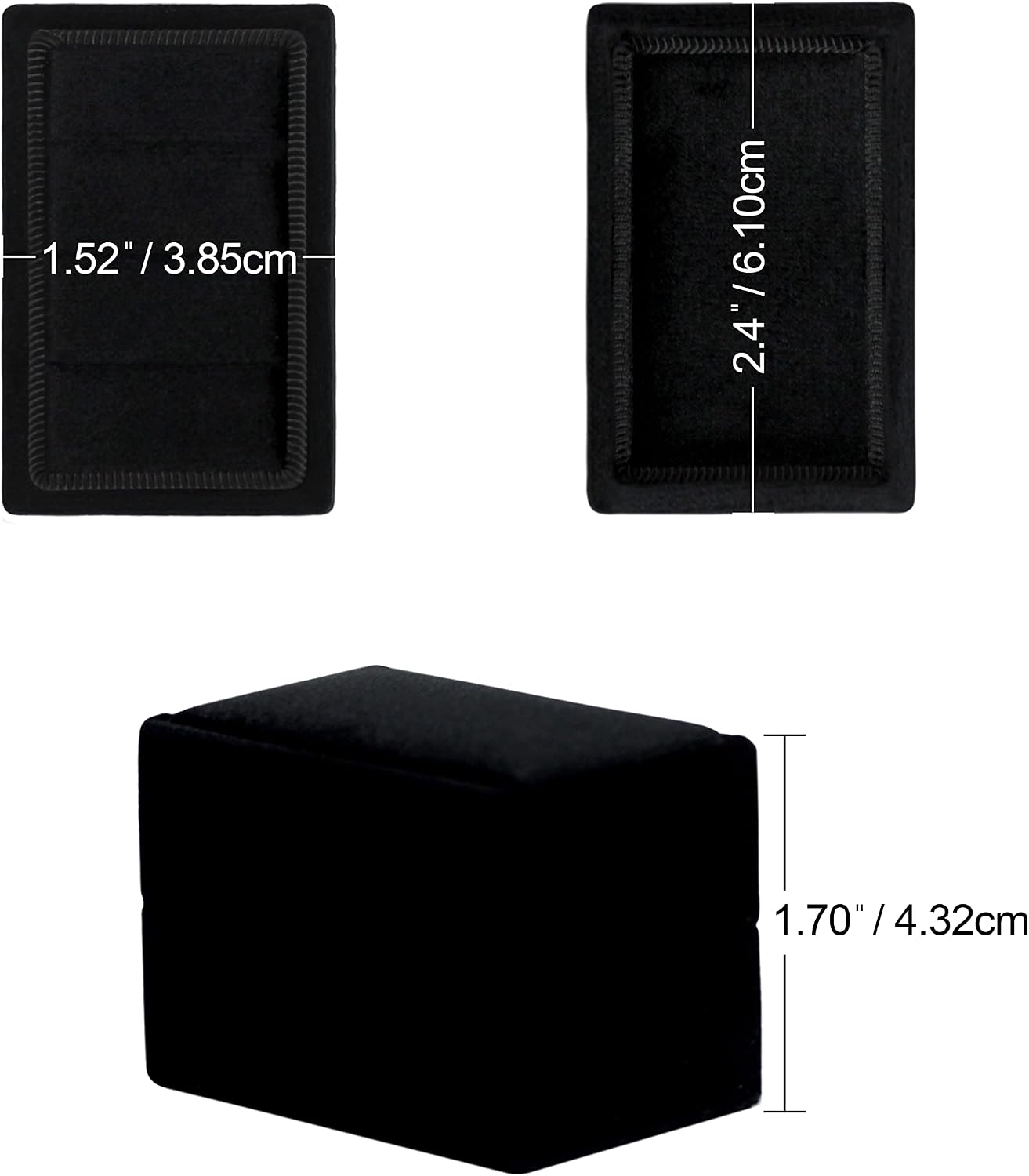 Caja terciopelo italiano para anillos compromiso boda negro