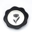 Plato decorativo anillos tulipán blanco y negro