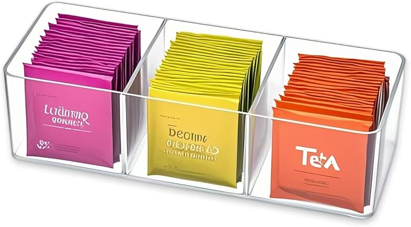 Organizador bolsas té 60pzas 3 compartimentos con ganchos