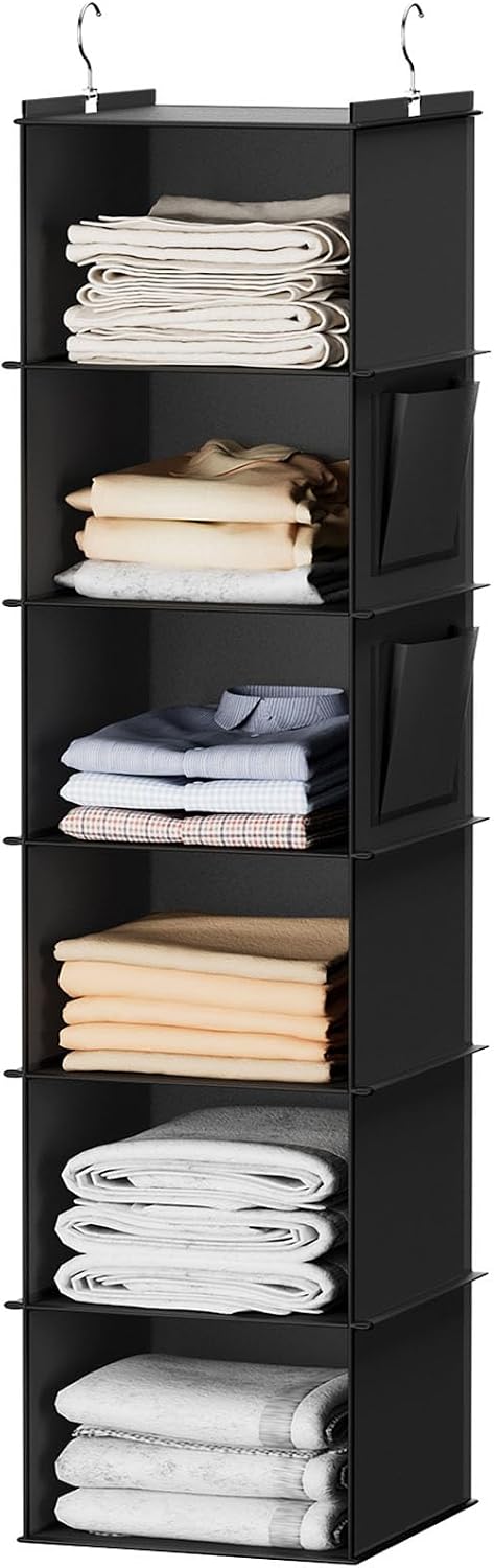 Organiz. colgantes armario 6 estantes color negro