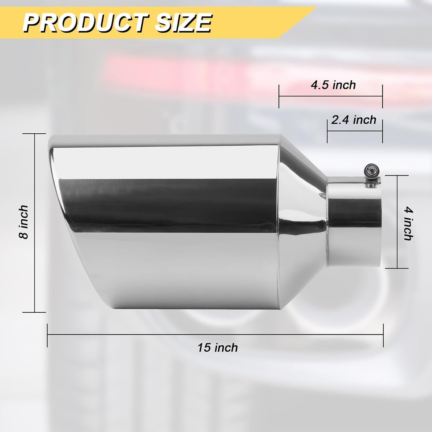 Tubo escape acero inox 4x8" 15" atornillado