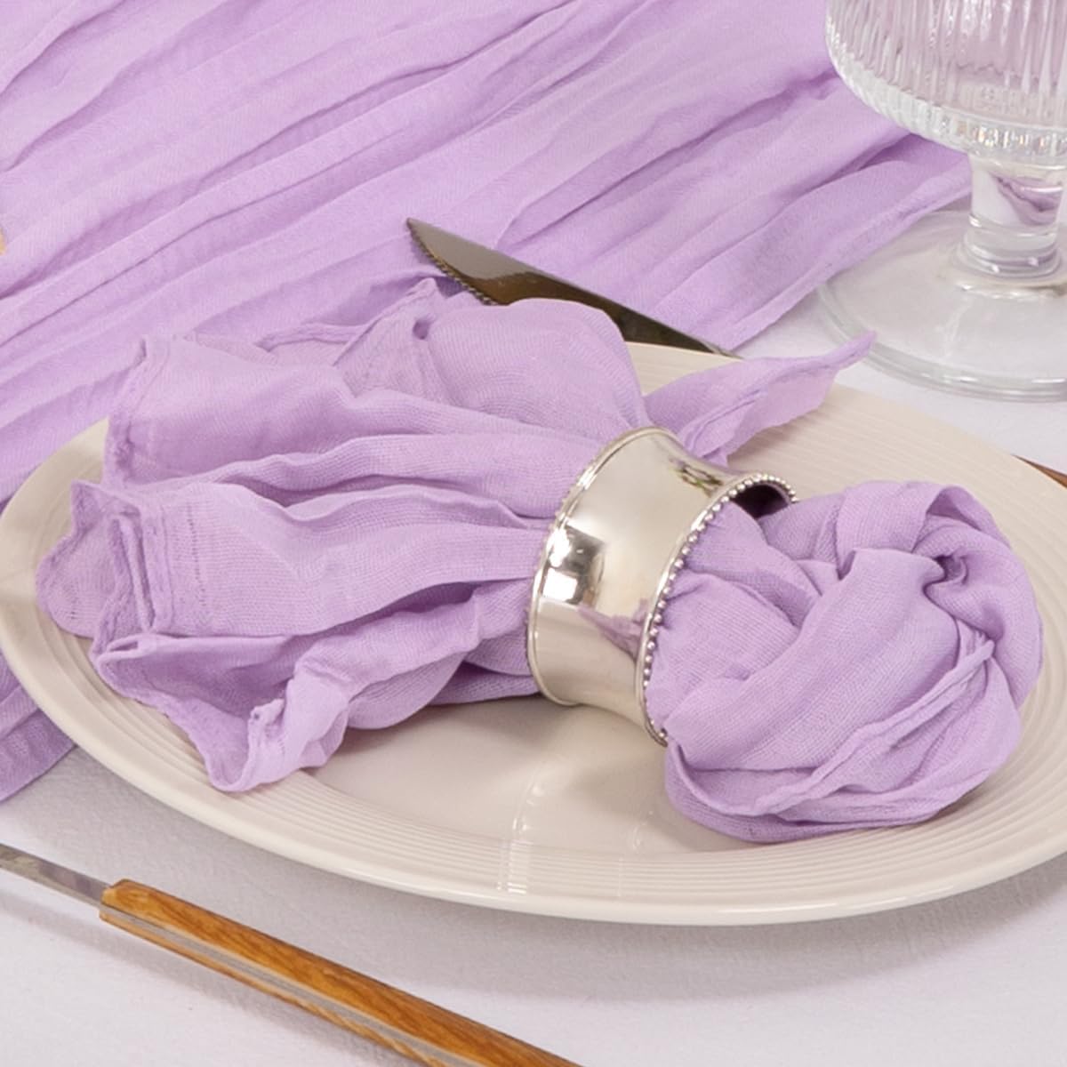 100 Servilletas Tela Lavanda Reutilizables 21x21pulg