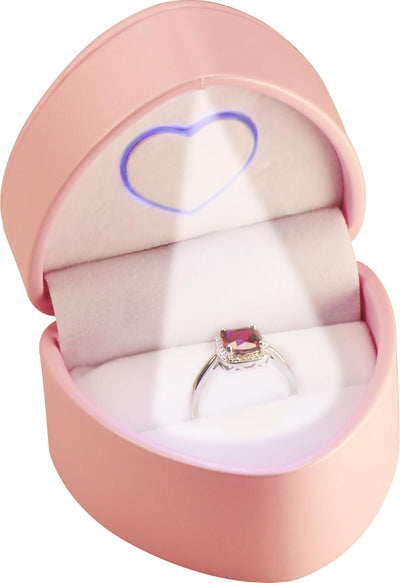 Caja regalo joyería corazón con luz LED rosa