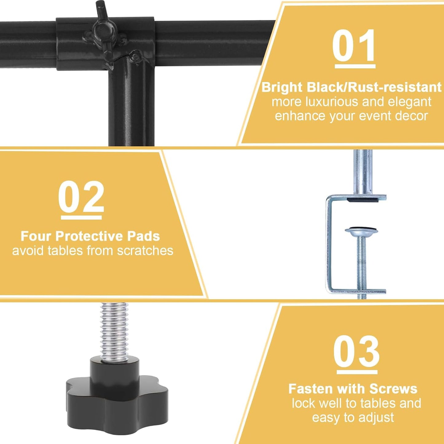 Soporte barra mesa abrazaderas ajustables 15-47pulg negro
