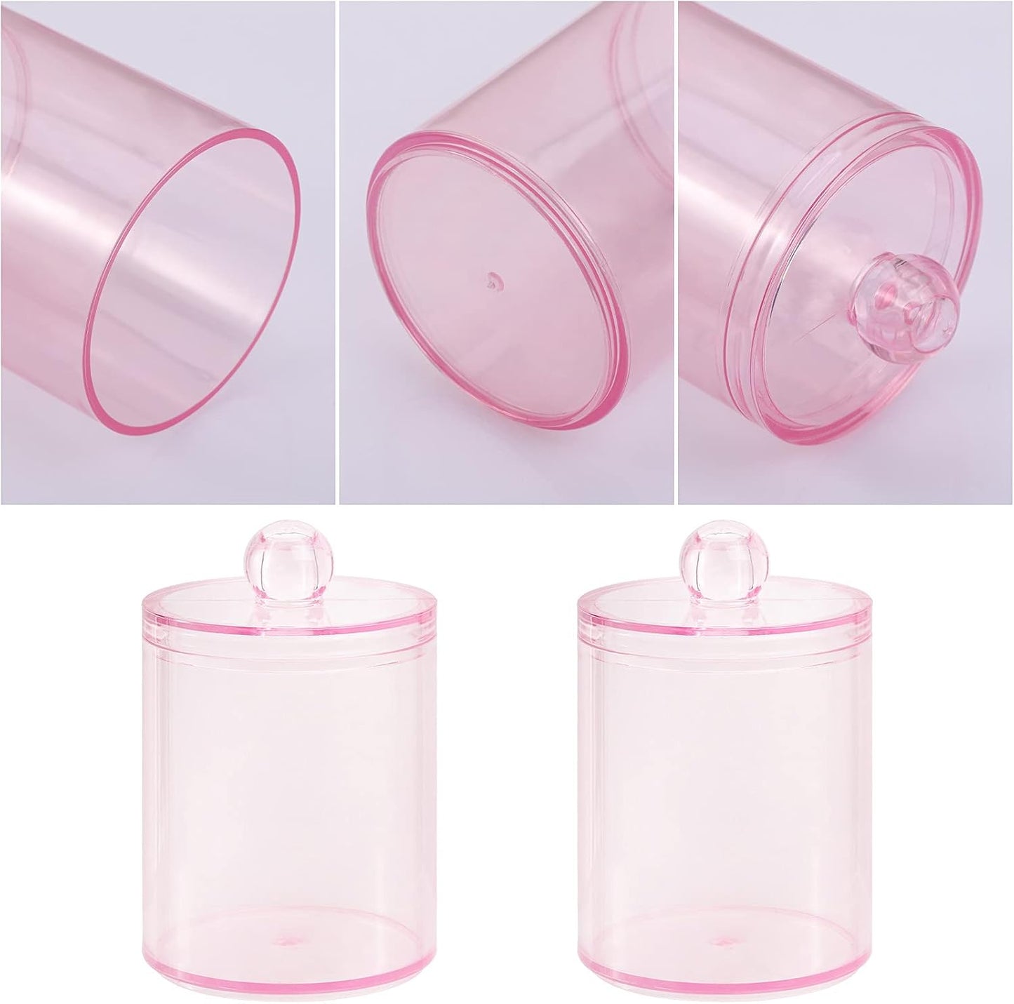 2 Pzas Tarro Baño con Soporte Qtip 10oz Rosa