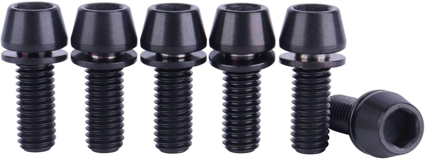 6 Pzas Tornillo Allen M6x16mm Cónico Bicicleta Negro