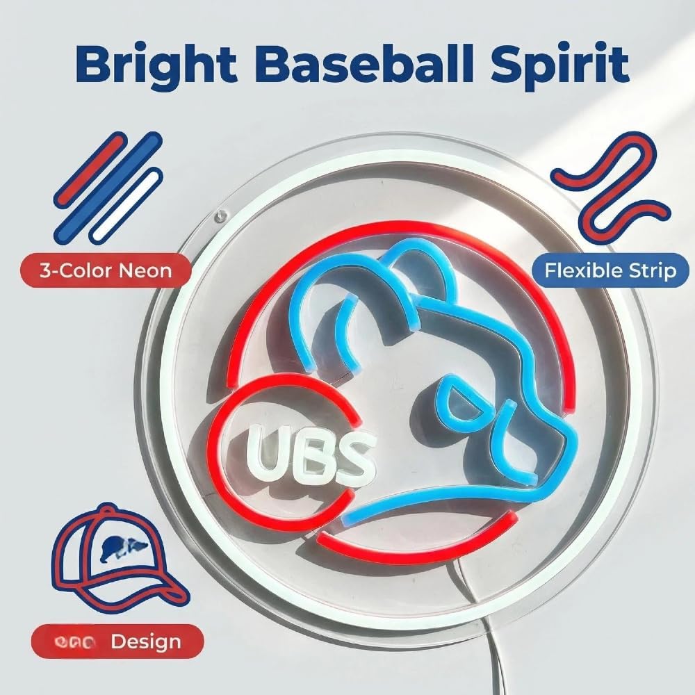 Letrero neón béisbol con luz LED regulable para pared