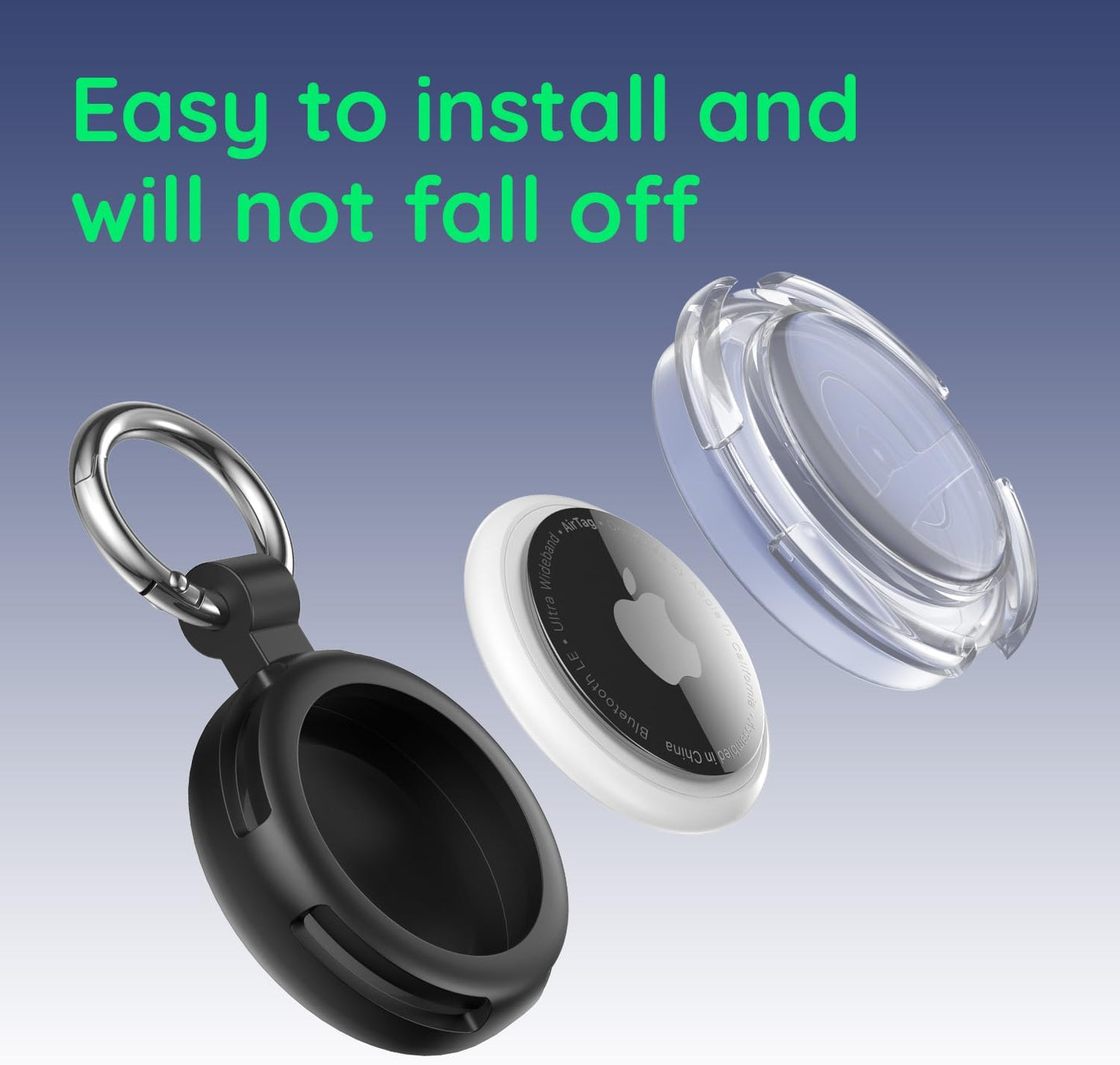 Fundas silicona AirTag con llavero IPX8 negro/rosa