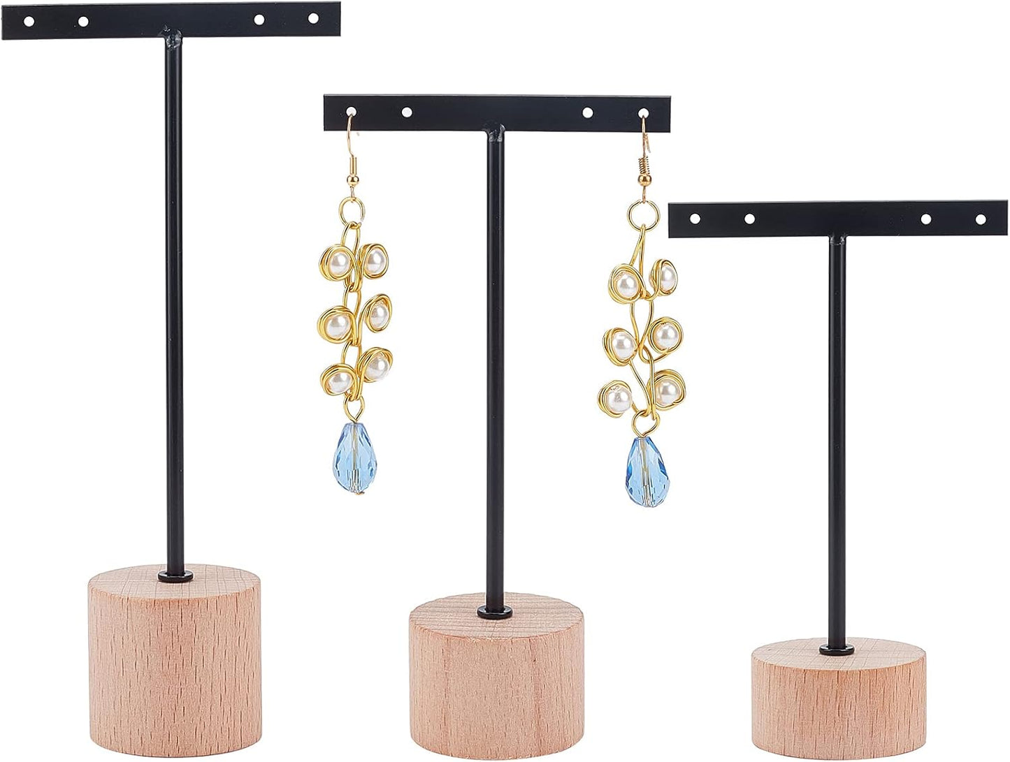 3 Pzas Soporte Arete Metal Negro Base Madera 4 Agujeros