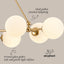 Candelabro Sputnik dorado 9 luces cristal esmerilado