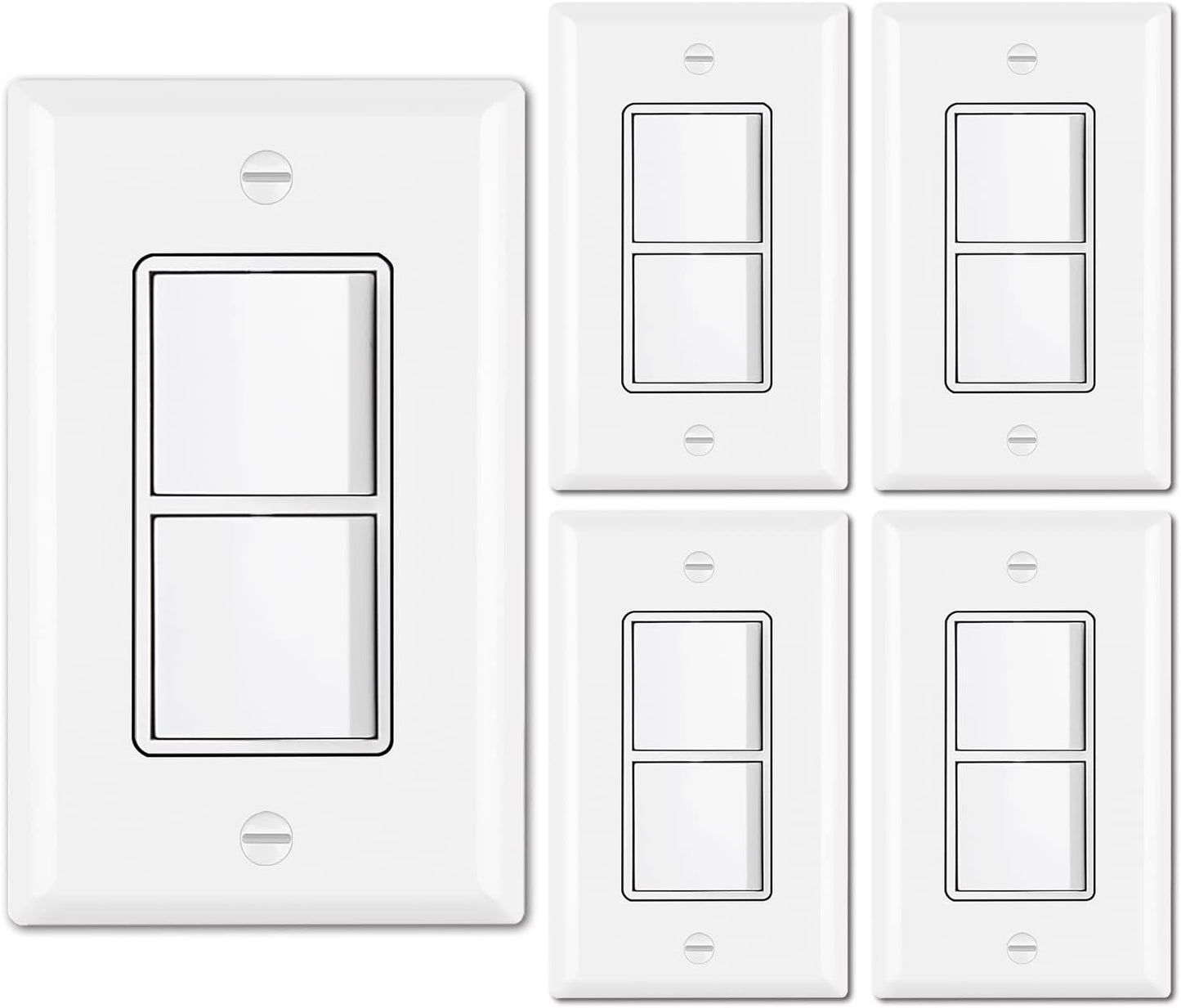 5 Interruptores Luz Doble 15-120V Pared Balancines Duales