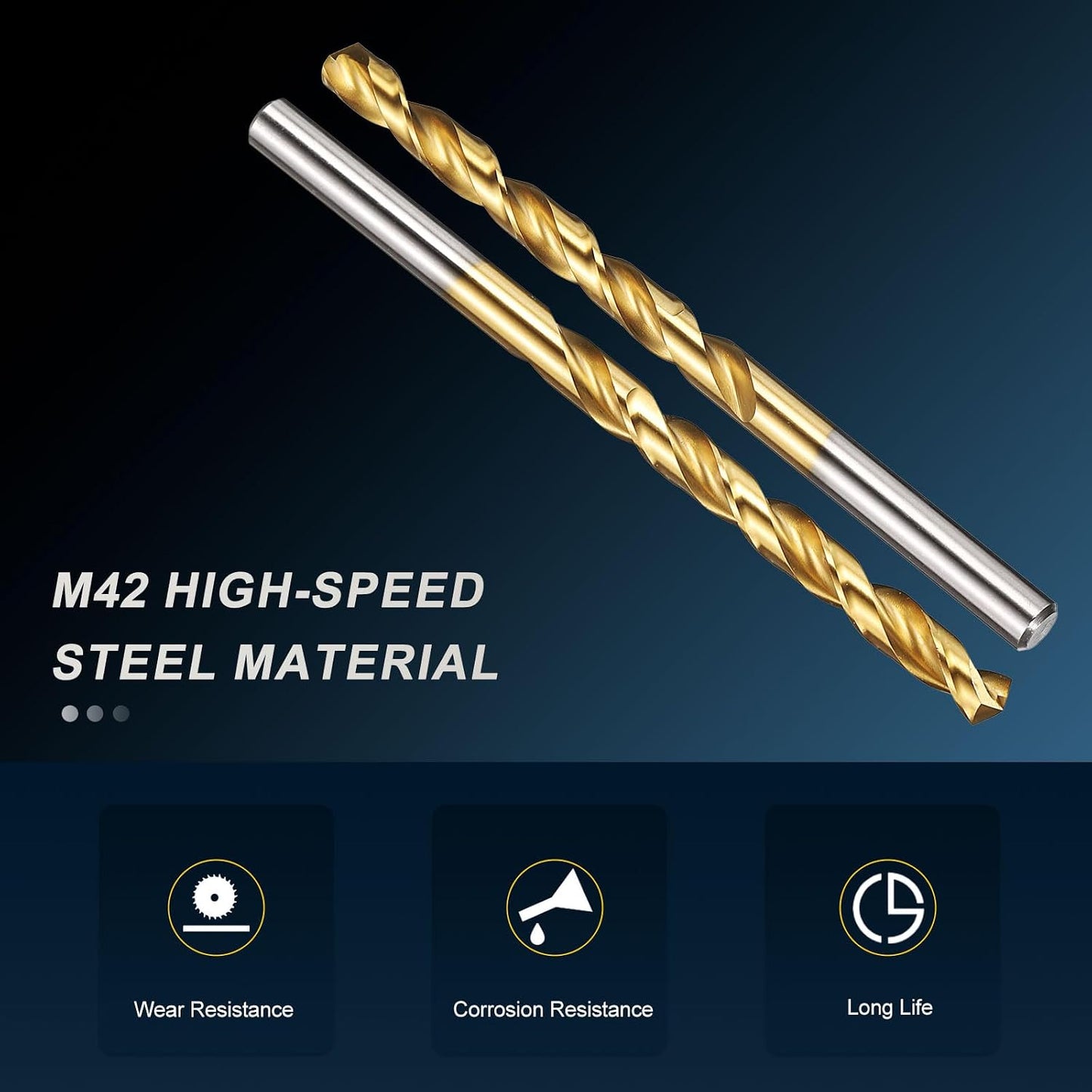 Broca 6mm acero alta velocidad M42 TiN para acero inox