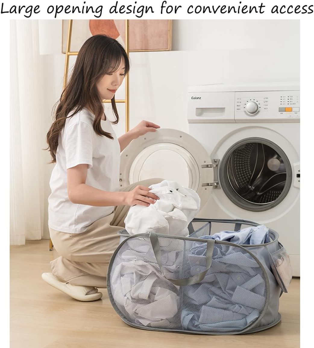 Cesta malla lavandería 3 compartimentos plegable