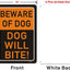 2 Carteles Perro Beware 14x10" Metal Aluminio Reflectante