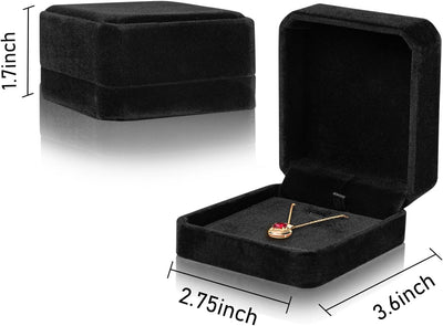 Caja regalo collar terciopelo con colgante negro