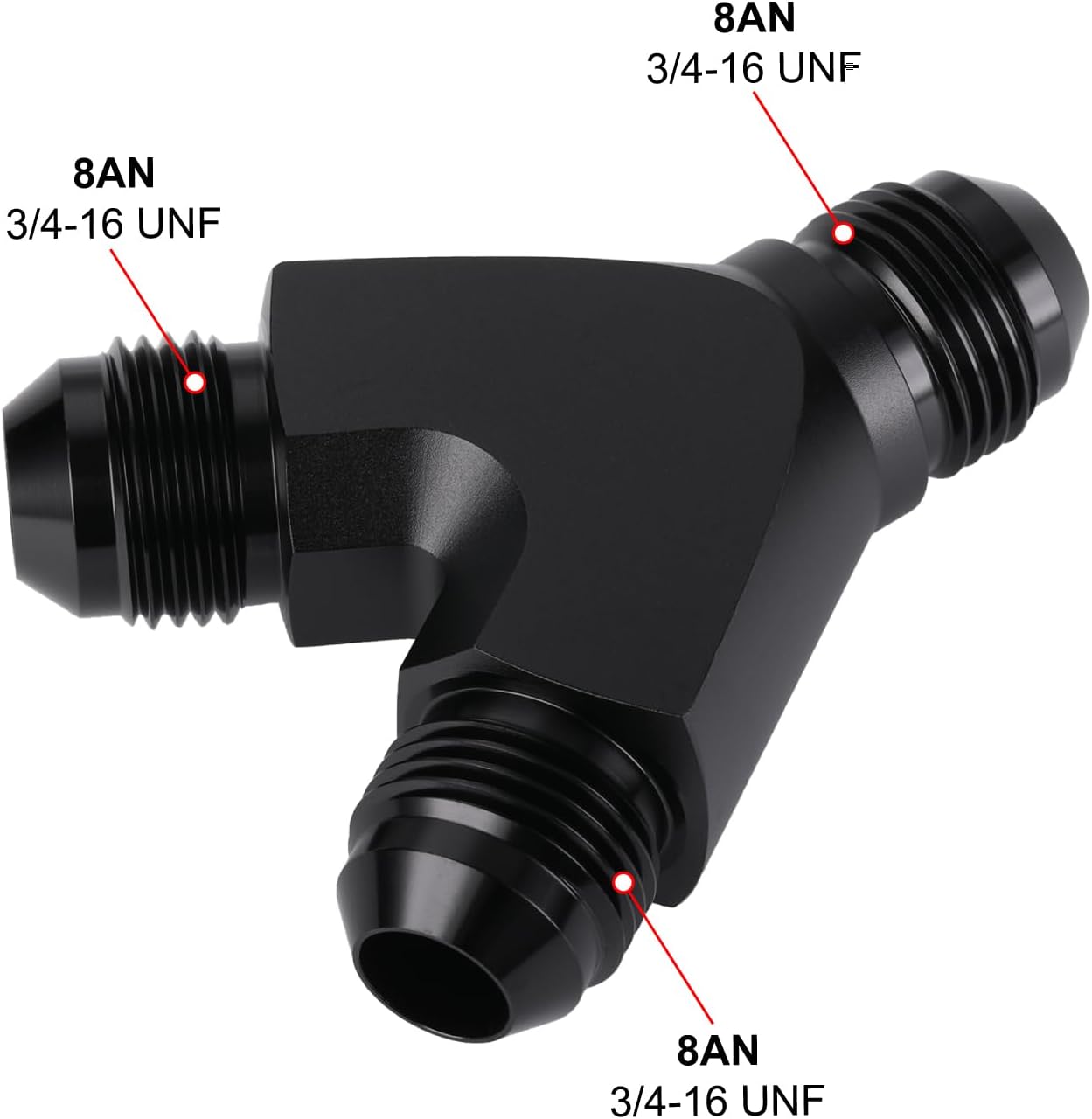 Unión adaptador 8AN aluminio negro