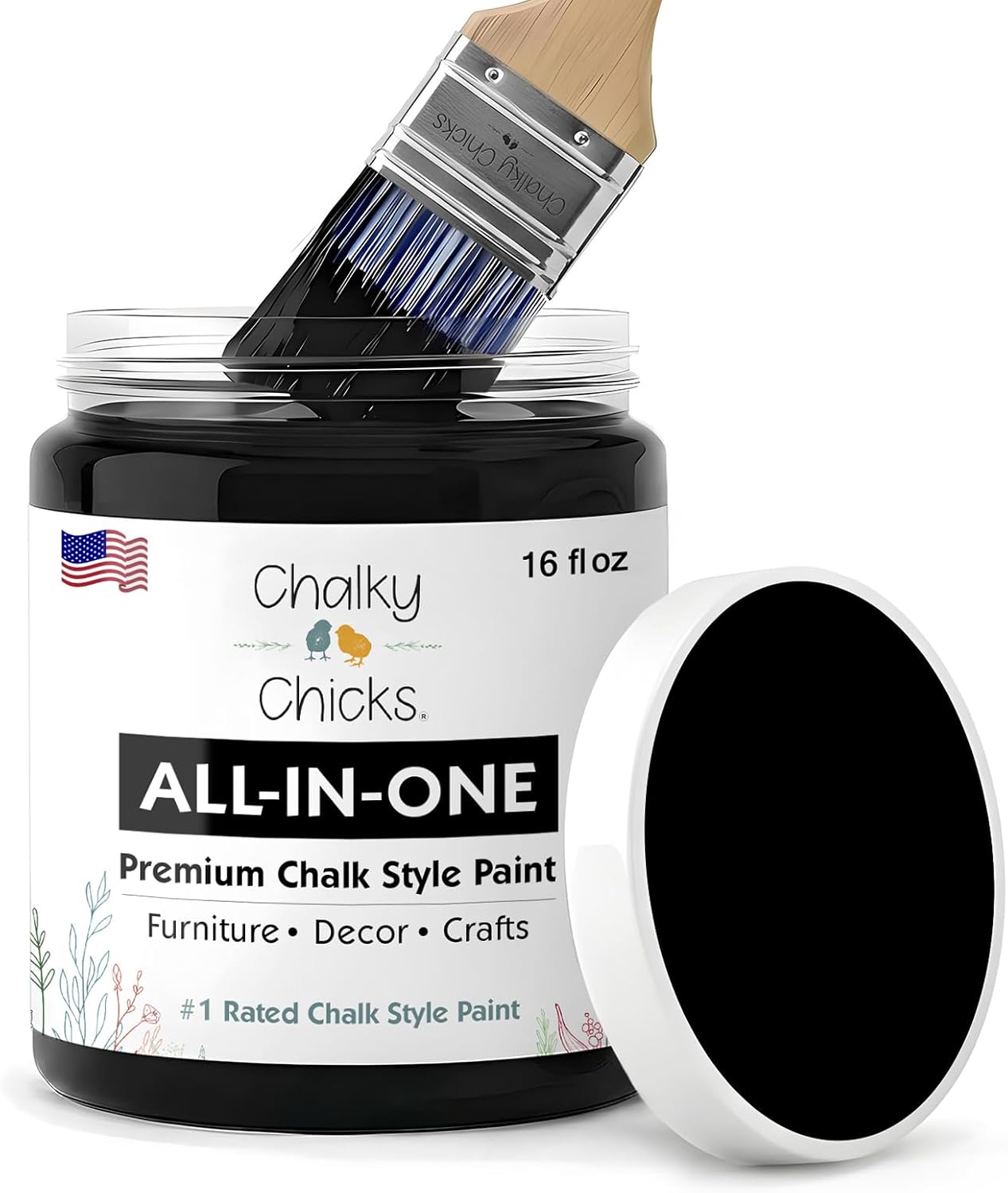Pintura mate tiza 16oz color negro para muebles