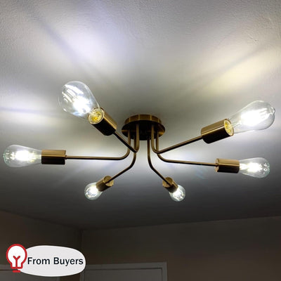 Lámpara Sputnik 6 Luces Latón Cepillado para Cocina y Sala