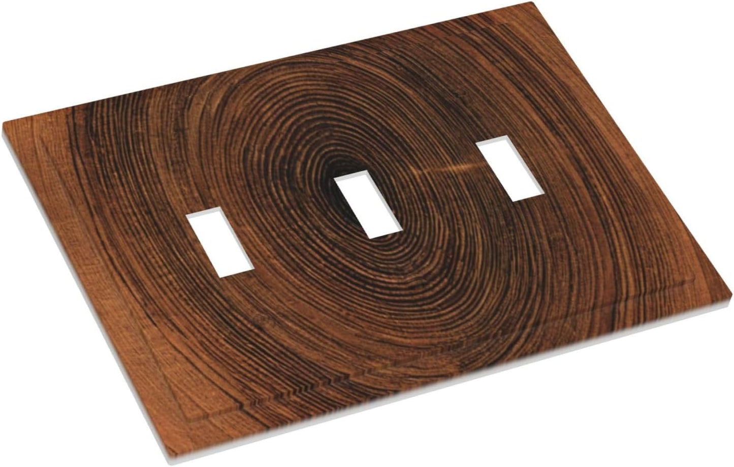 Placa interruptor madera granos marrón estilo granja 3 gang