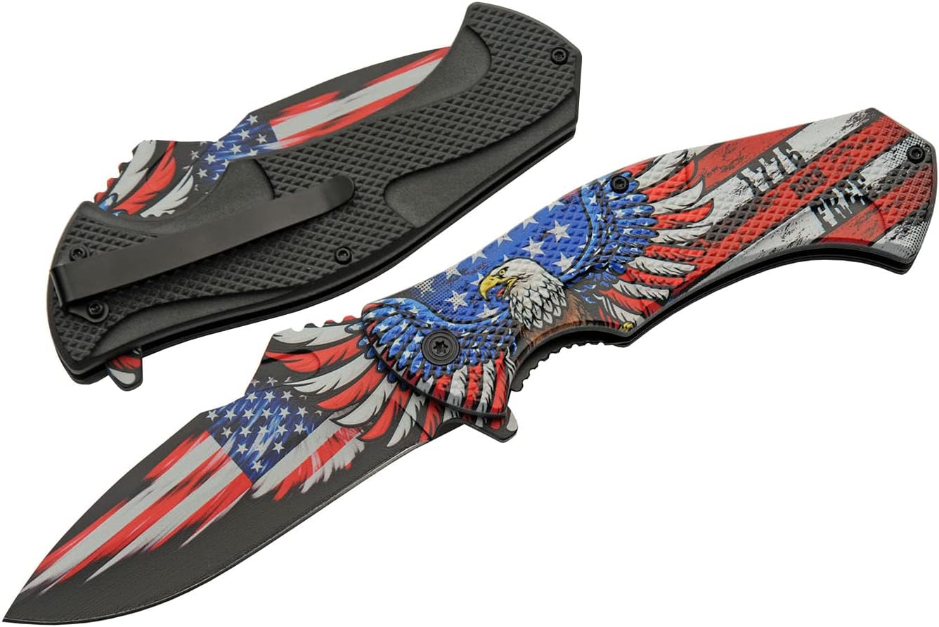 Cuchillo plegable abierto asistido bandera EE.UU.