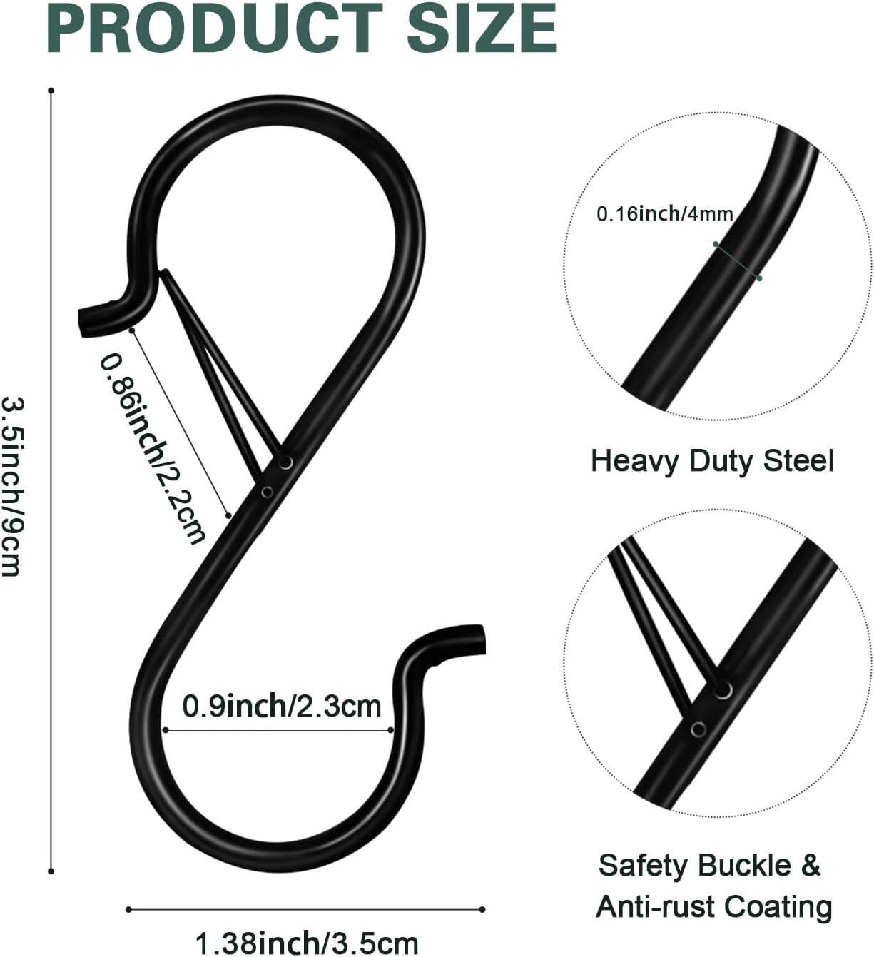 20 Pzas Ganchos S Clóset 3.5" Hebilla Seguridad