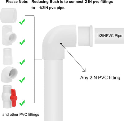6 Pzas Reductor PVC 2x1/2pulg Montaje Tubo SCH40