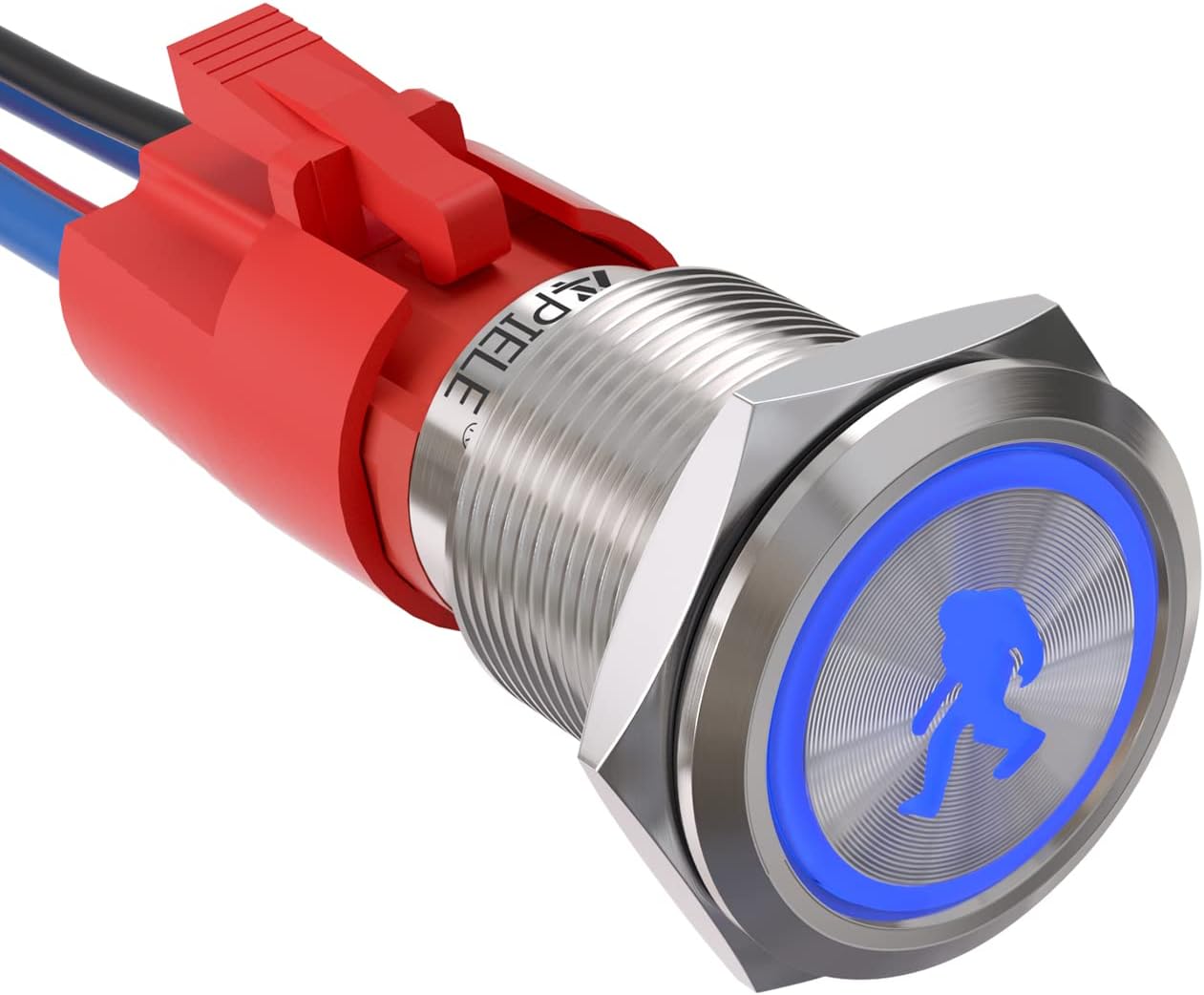 Interruptor botón luces acero inox 12v 24vcc 19mm auto
