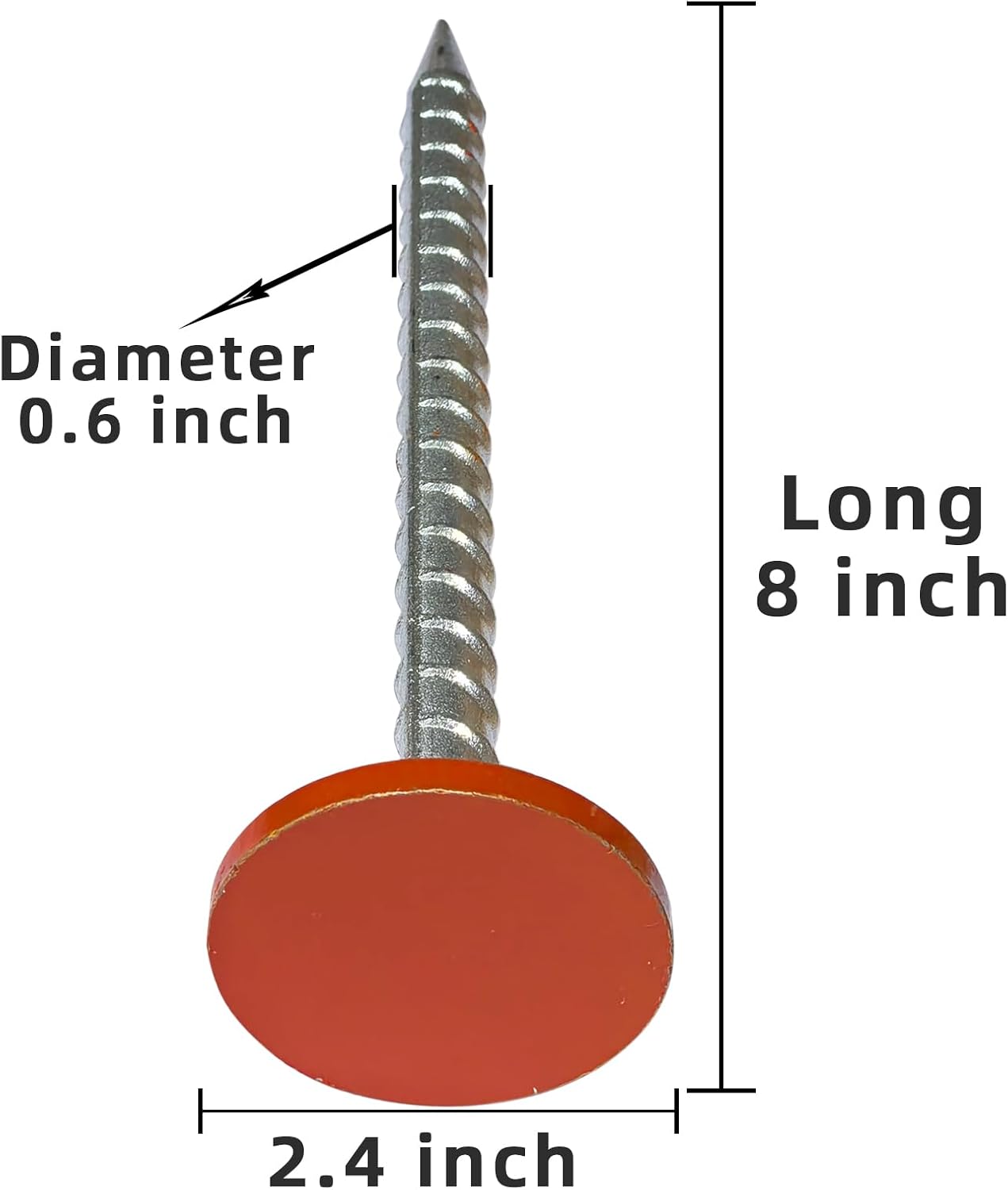 Estacas levantamiento 8" barra galvanizada cabeza naranja